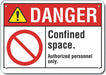 Confined Space Danger Sign 7x10in