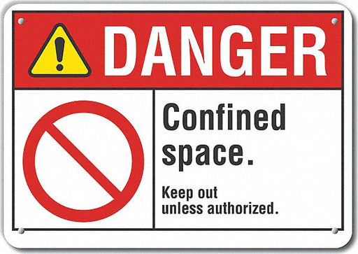 Alum Confined Space Danger Sign 7x10in