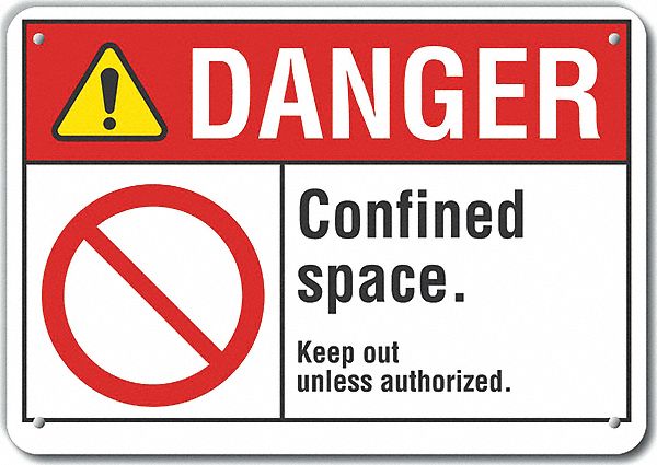 Confined Space Danger Sign 10x14in Alum