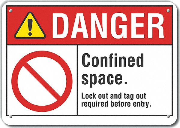 Rflct Confined Space Danger Sign 7x10in