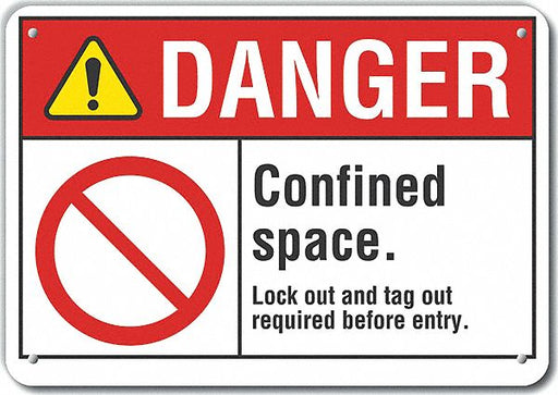 Alum Confined Space Danger Sign 7x10in