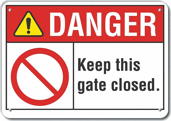 Gate Operation Danger Sign 10x14in Alum