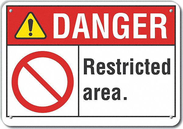 Restricted Area Danger Sign 10x14in