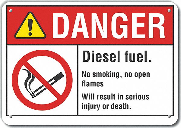 Plastic Diesel Danger Sign 7x10in Plastc