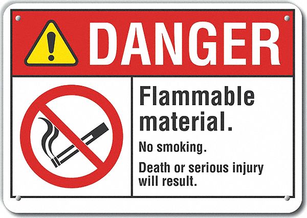 Rflctv Flam Mtrl Danger Sign 10x14in Alu