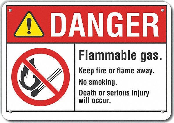 Rflctv Flammable Gas Danger Sign 10x14in