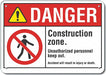 Rflct Construct Area Danger Sign 7x10in