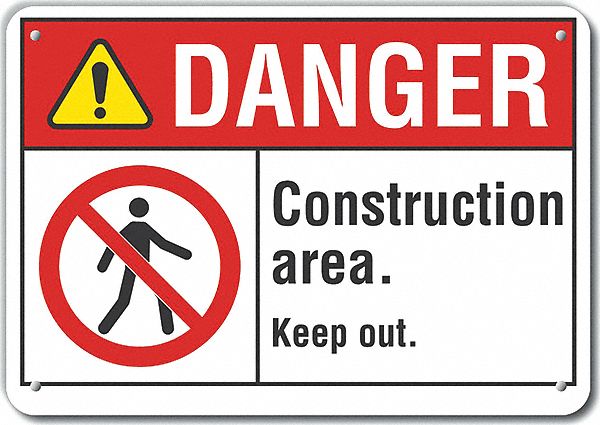 Alum Construct Area Danger Sign 7x10in