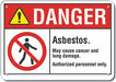 Asbestos Danger Sign 10x14in Plastic