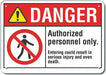 Alum Auth Personnel Danger Sign 7x10in