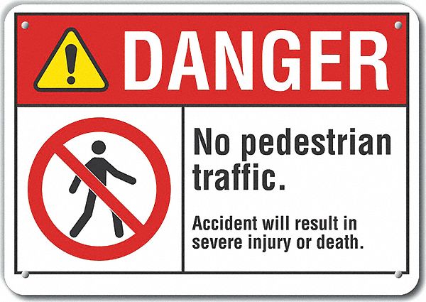 Pedestrian Traffic Danger Sign 10x14in