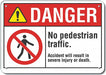 Rflct Pedestrian Trfc Dangr Sign 7x10in