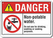 Potable Water Danger Sign 7x10in Plastic