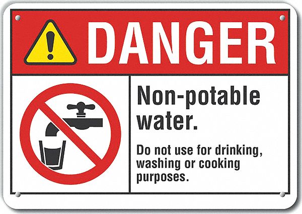 Rflctv Potable Water Danger Sign 10x14in