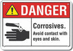 Alum Corrosive Mtrl Danger Sign 7x10in