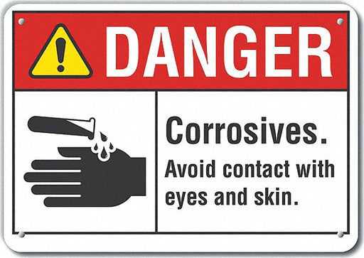 Alum Corrosive Mtrl Danger Sign 7x10in