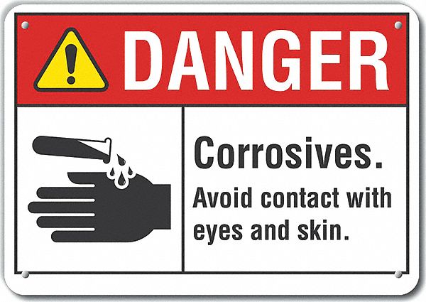 Alum Corrosive Mtrl Danger Sign 7x10in