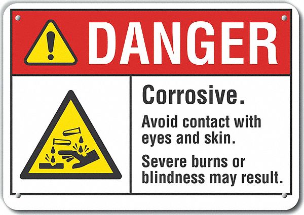 Rflct Corrosive Mtrl Danger Sign 7x10in