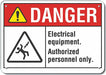 Alum Elect Equipment Danger Sign 10x14in