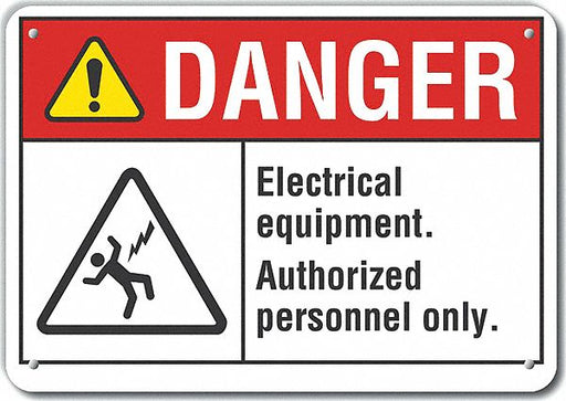 Alum Elect Equipment Danger Sign 7x10in