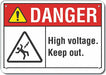 High Voltage Danger Sign 10x14in Plastic