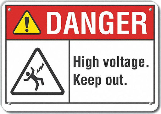 Alum High Voltage Danger Sign 7x10in
