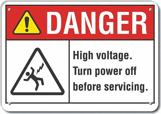 Alum High Voltage Danger Sign 7x10in