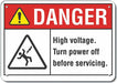 Rflct High Voltage Danger Sign 10x14in