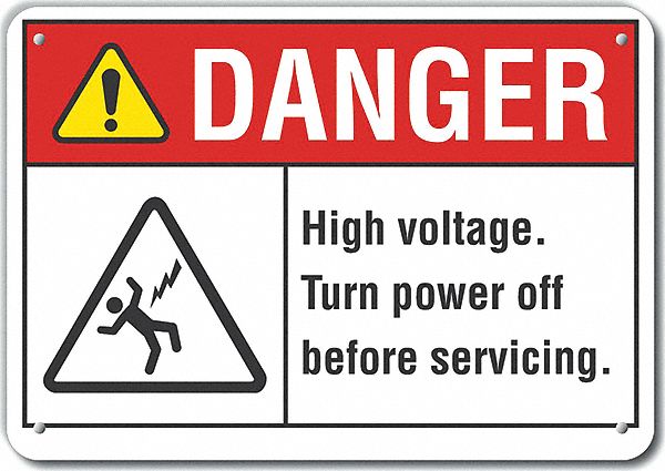 Alum High Voltage Danger Sign 10x14in