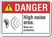 Hearing Danger Sign 10x14in Plastic