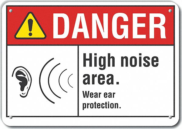 Hearing Danger Sign 10x14in Plastic