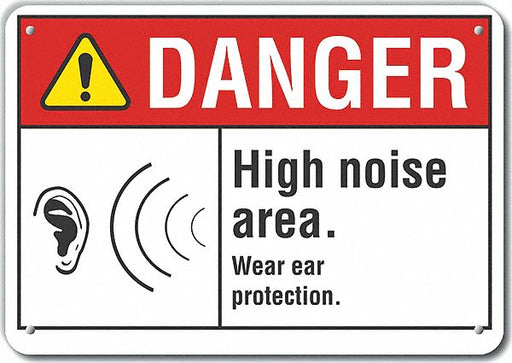 Alum Hearing Danger Sign 10x14in Alum
