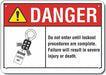 Alum Lockout Tagout Danger Sign 7x10in