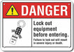 Rflct Lockout Tagout Danger Sign 10x14in