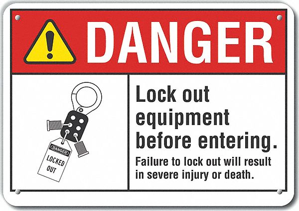 Lockout Tagout Danger Sign 7x10in Plastc
