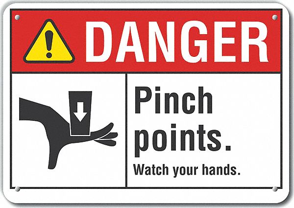 Rflct Pinch Point Danger Sign 10x14in