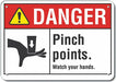 Pinch Point Danger Sign 10inx14in Alum