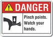 Alum Pinch Point Danger Sign 10x14in