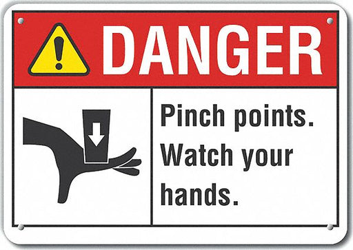 Alum Pinch Point Danger Sign 10x14in