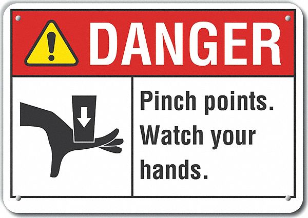 Alum Pinch Point Danger Sign 10x14in