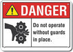 Machine Guards Danger Sign 10x14in Alum