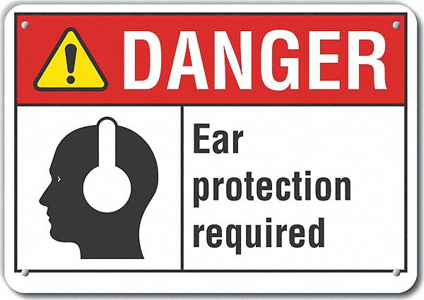 Rflct Hearing Danger Sign 10x14in Alum