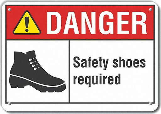 Alum Foot Danger Sign 10x14in Alum