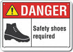 Plastic Foot Danger Sign 10x14in Plastic