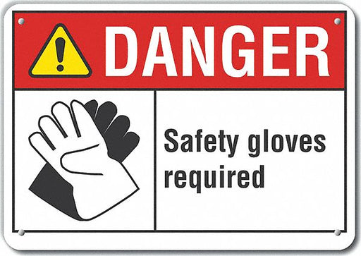 Alum Hand Danger Sign 10x14in Alum