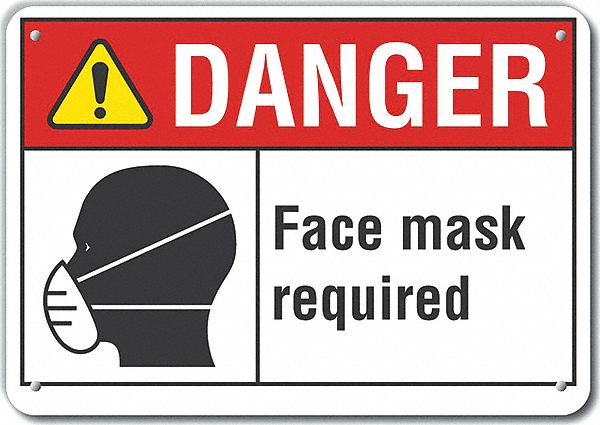 Rflct Face Mask Danger Sign 10x14in Alum