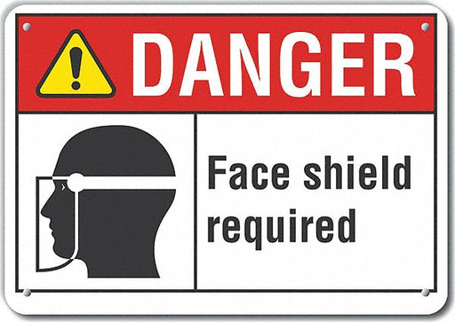 Alum Face Mask Danger Sign 10x14in Alum