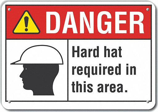 Alum Hard Hat Danger Sign 7x10in Alum
