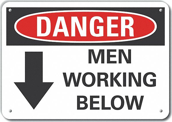 Men Working Danger Sign 10inx14in Plastc