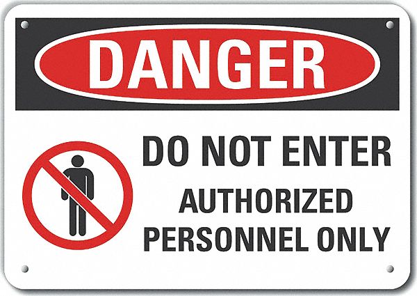 Rflctv Auth Person Danger Sign 10x14in
